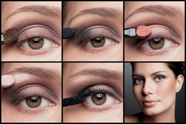 Maquillage pour les yeux verts par étapes. Étudiez dans les tons orange et or 