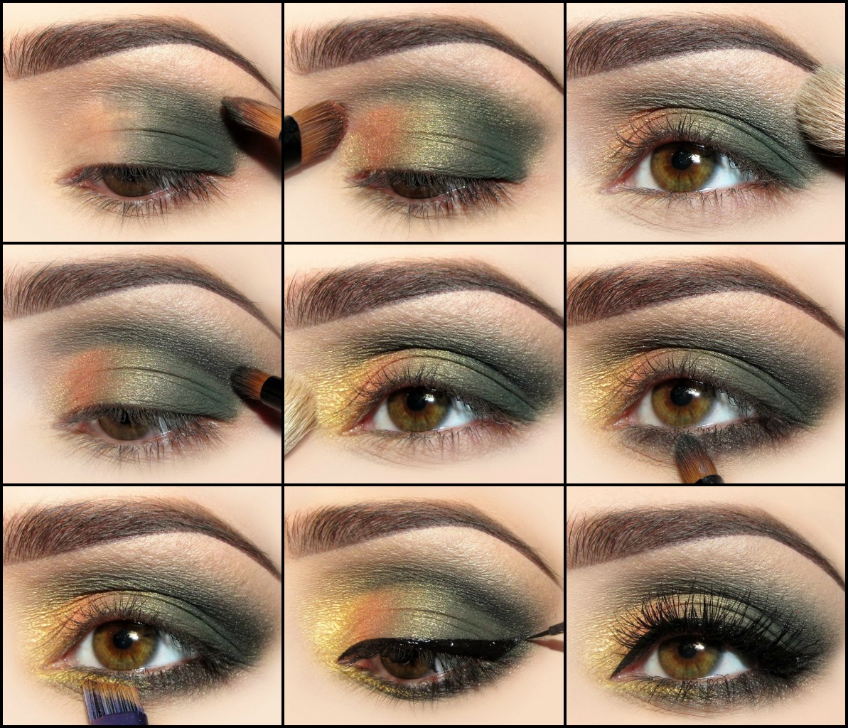 Maquillage doré pour les yeux bruns. Si vos yeux sont rapprochés 