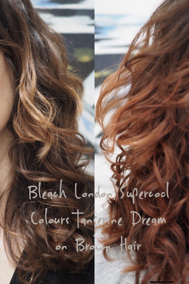 Bleach Supercool Colors Tangerine Sueño en cabello castaño 